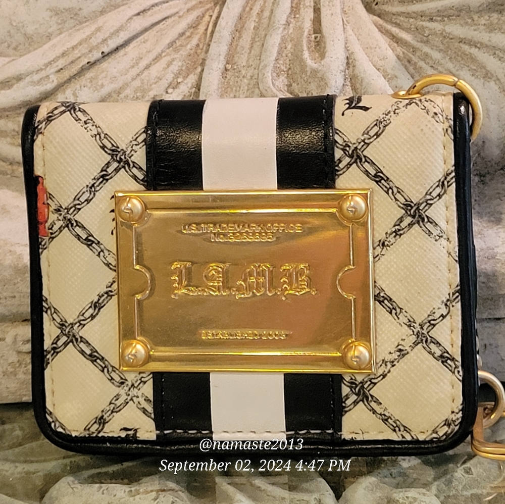 L.A.M.B. Gwen Stefani Marigold Attachable Bill-Fold Wallet Designer Vintage #16